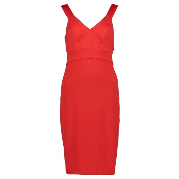 NWT Ted Baker red ribbon adjustable strap fitted knee-length dress - Picture 5 of 16